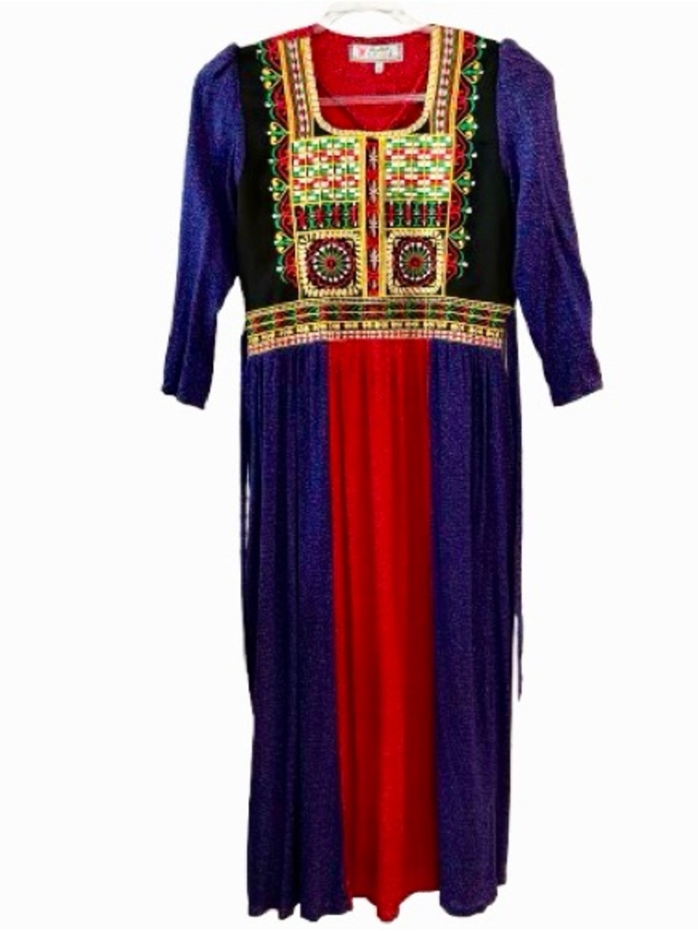 Vintage Al-Karnak Jordan Embroidered Bedouin Thobe Maxi Dress